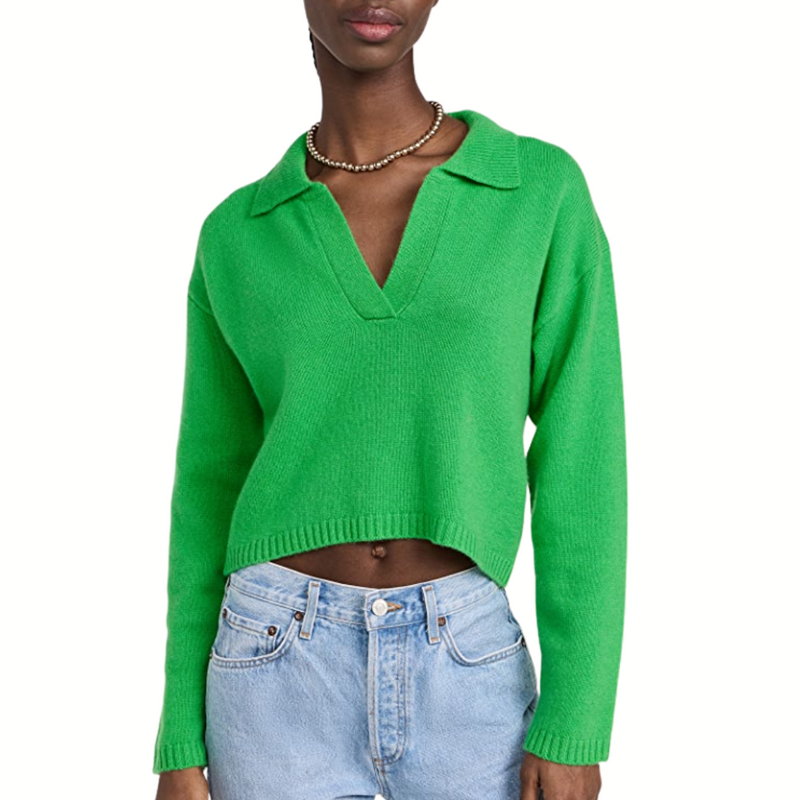 Lightweight Crop Collar in Bright Green