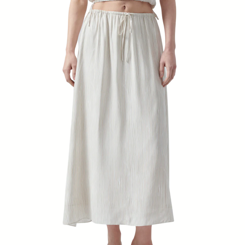 Silk Pull-On Maxi Skirt in Beach Pebble Combo