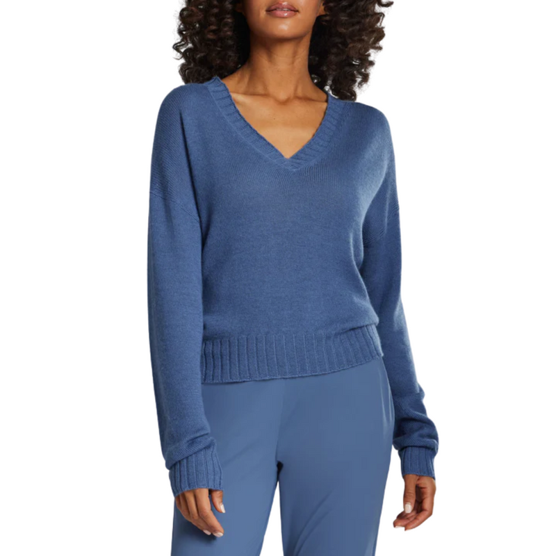 Anila V Neck Cashmere Sweater in Hampstead Blue