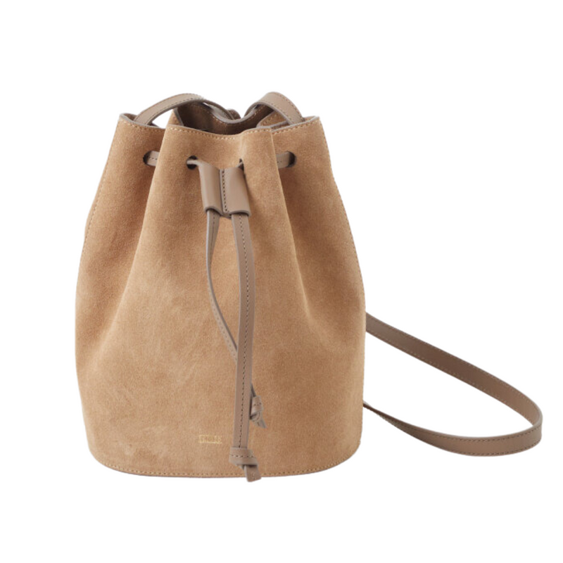 Suede Bucket Bag in Reed Beige 