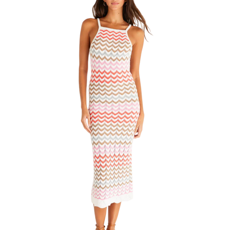 Camille Crochet Midi Dress in Multi