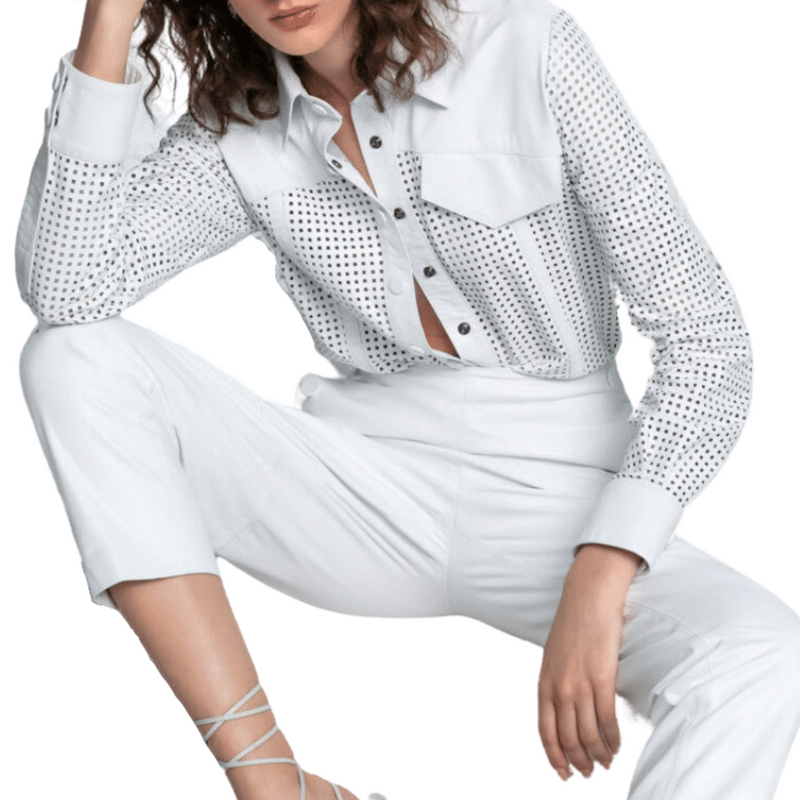 Perforate Summer Shirt in White