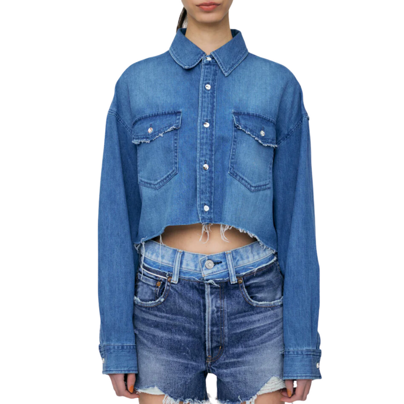 Medina Cropped Shirt in Light Blue