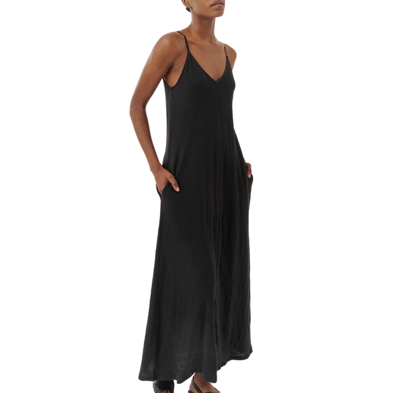 Slub Jersey Tank Maxi Dress in Black