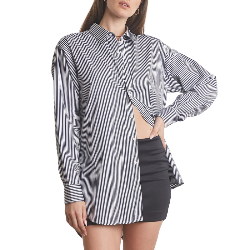 Oversized Shirt  in Striped Blue