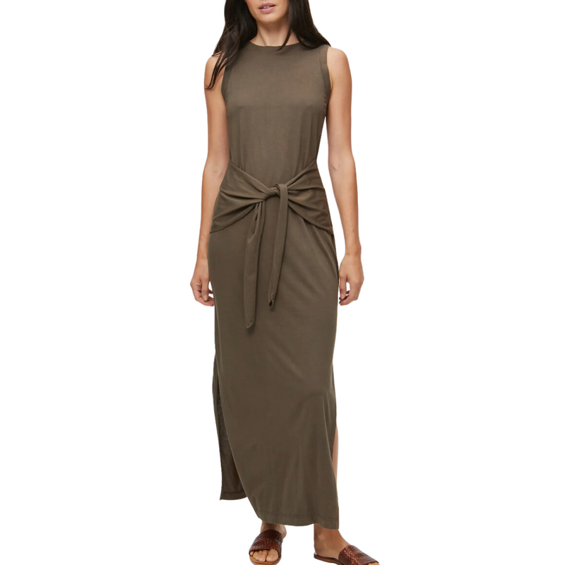 Solange Tie Waist Dress in Dolma