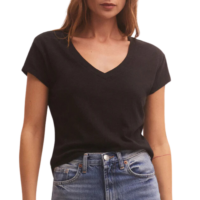 Modern V-Neck Tee in Black