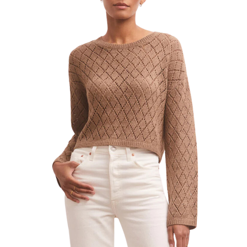 Makenna Cropped Sweater in Milkshake