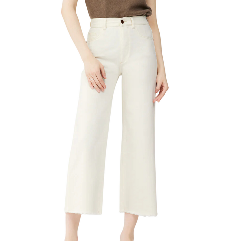 Hepburn Wide Leg High Rise Vintage Ankle in Eggshell