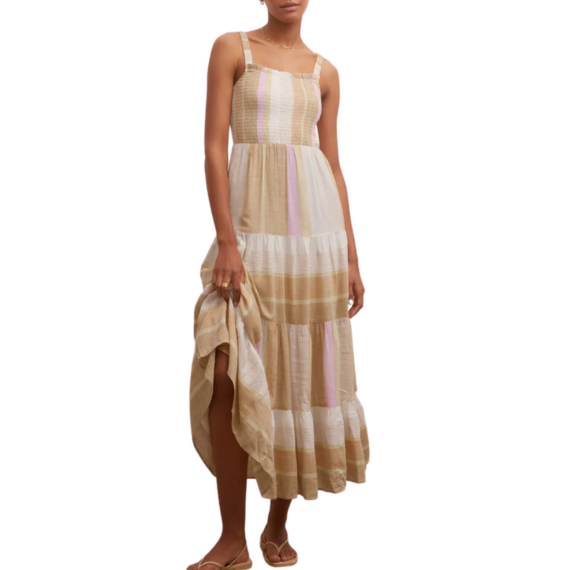 Kyara Striped Smocked Maxi Dress in Multi