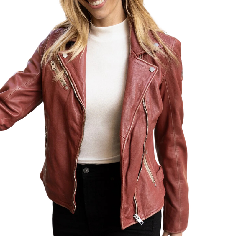 Sofia Leather Jacket in Astro Dust