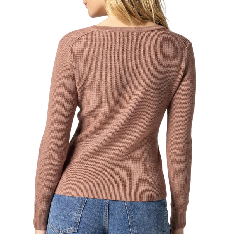 Waffle Henley Sweater in Hickory