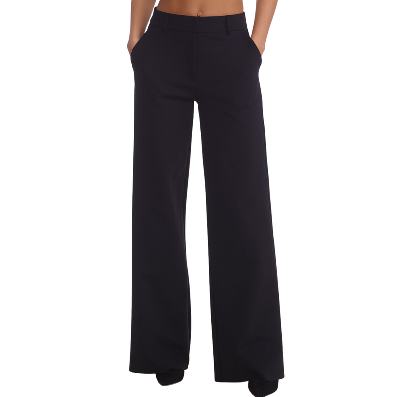 Neoprene CEO Wide Leg Trouser in Black