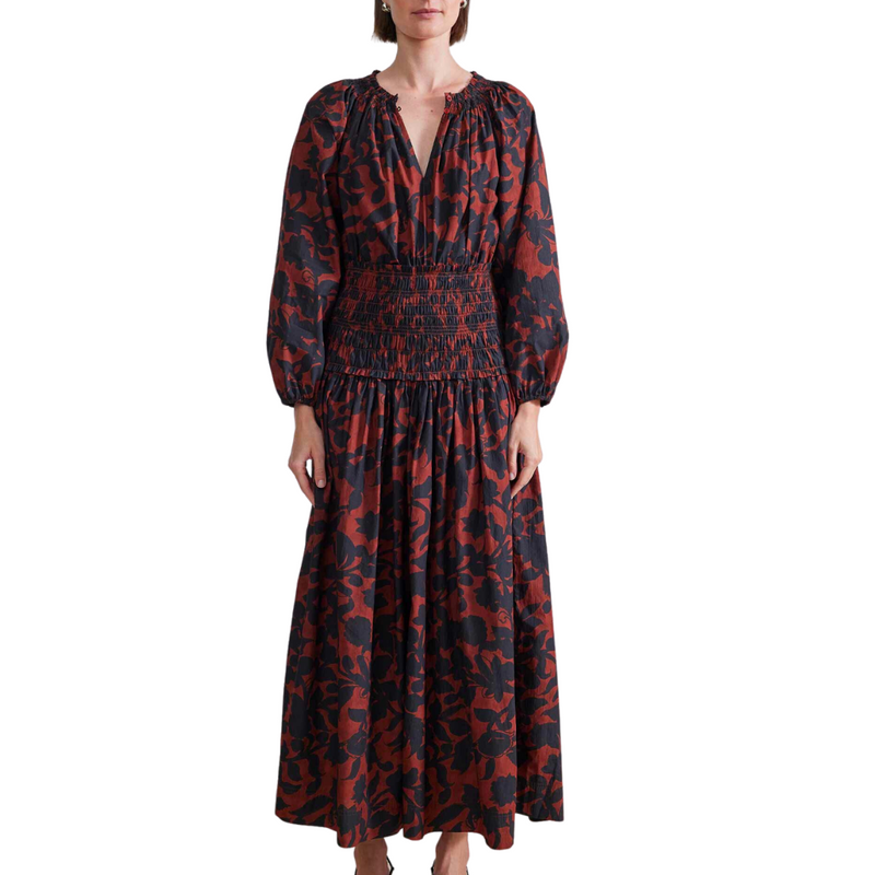 Esparta Long Sleeve Maxi Dress in Deep Botanic 