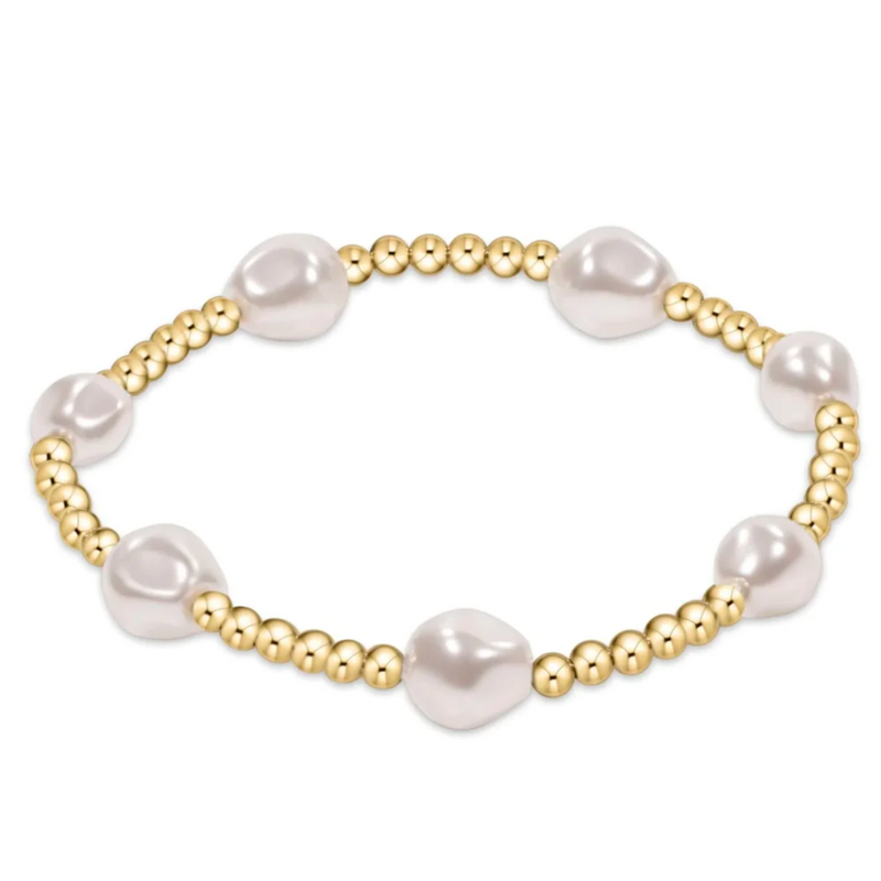 Admire Gold 3mm Bead Bracelet in Pearl 