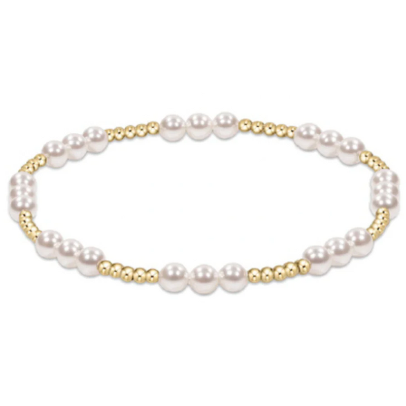 Classic Joy Pattern 4mm Bead Bracelet in Pearl