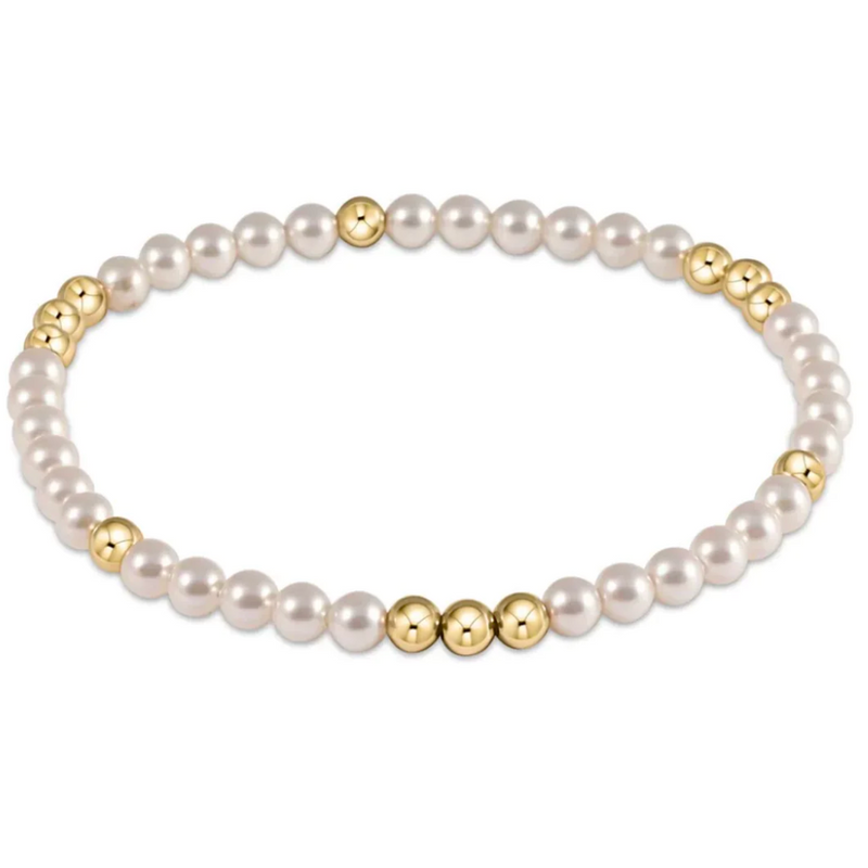 Worthy Pattern 3mm Bead Bracelet in Pearl