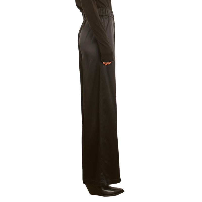 SPRWMN Wide Leg Pintuck Pants Black - Silk Trousers