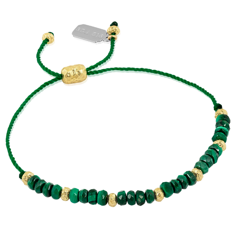 Mini Gemstone Bolo Bracelet in Malachite