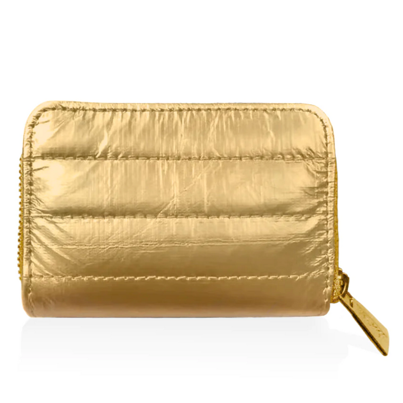 Puffer Zipper Wallet in Gold