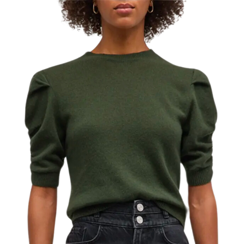 Ruched Sleeve Cashmere Sweater in Surplus