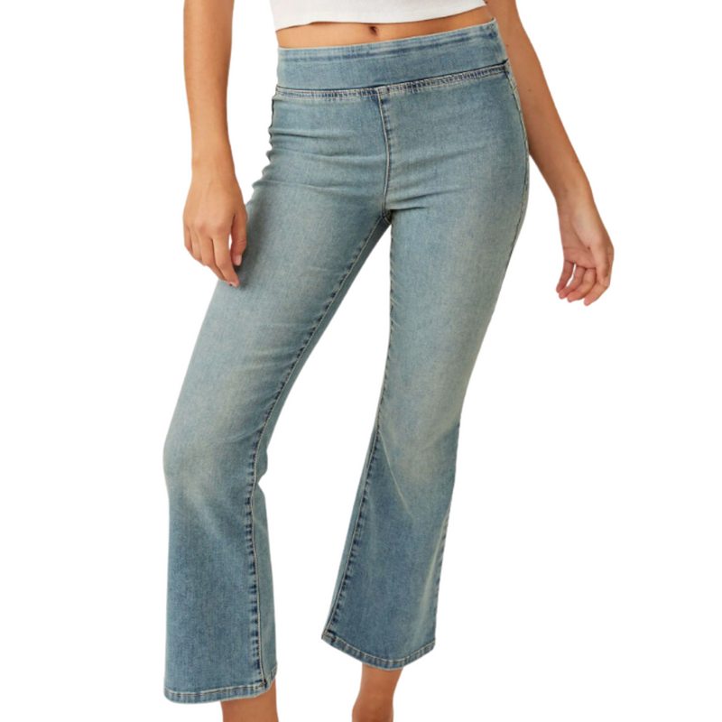 In My Feelings Cropped Slim Flare Jeans in Kismet