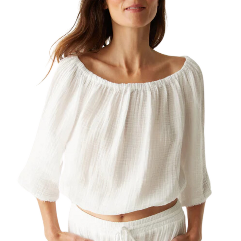 Isabel Convertible Gauze Top in White