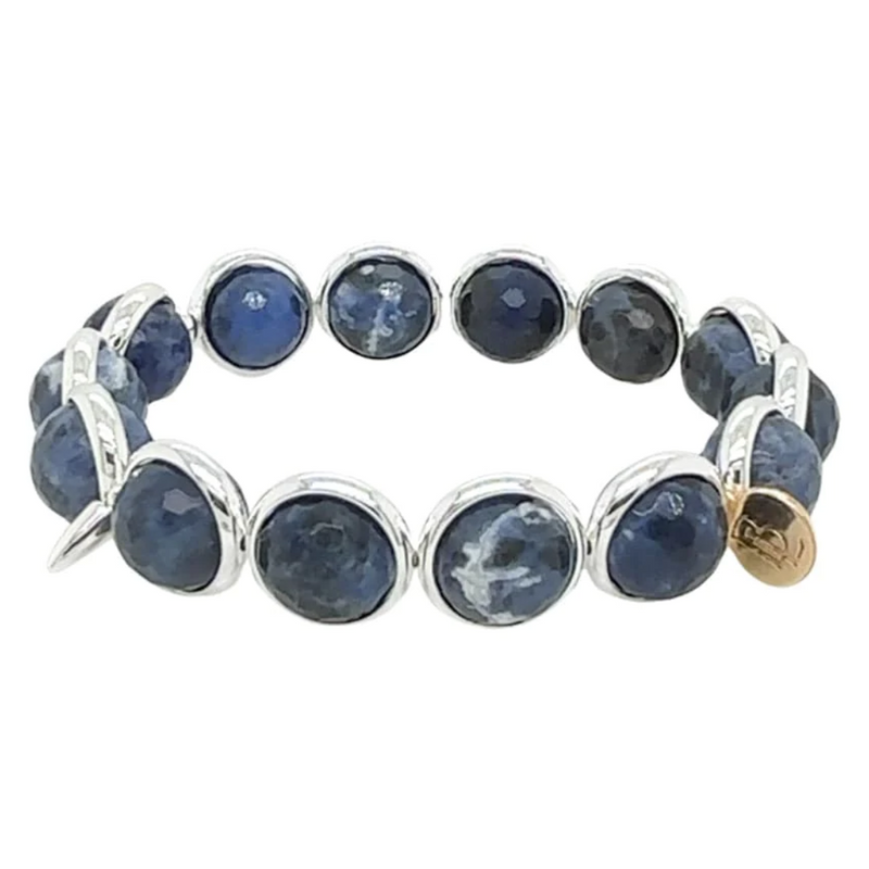 Sodalite Gemstone Bead Bracelet in Silver