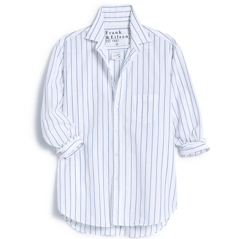 Eileen Relaxed Button-Up Shirt in Faded Blue Stripe