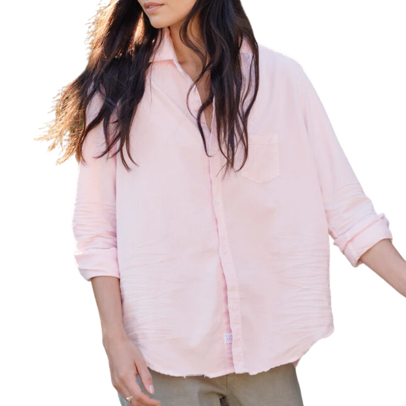 Eileen Relaxed Button-Up Shirt in Ballet Tattered Denim 