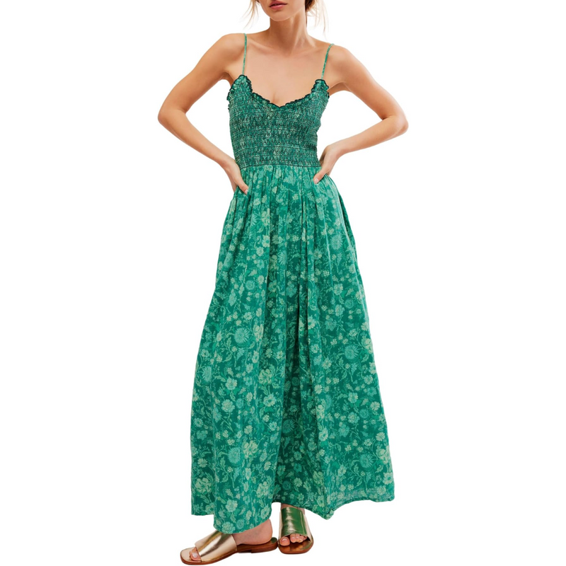Sweet Nothings Midi Dress in Forest Combo