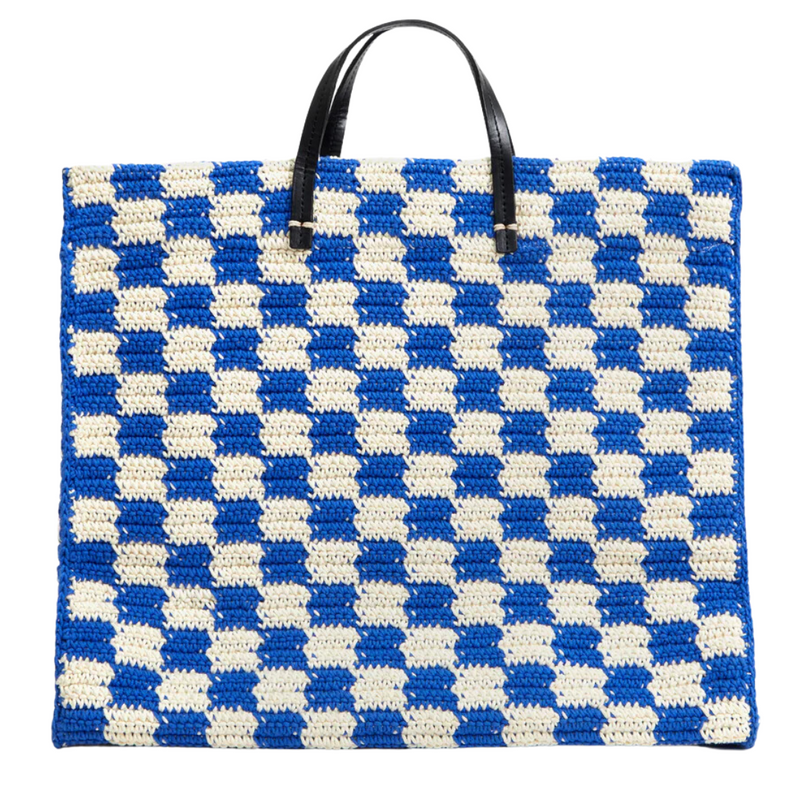 Summer Simple Tote in Cobalt & Cream Crochet Checker