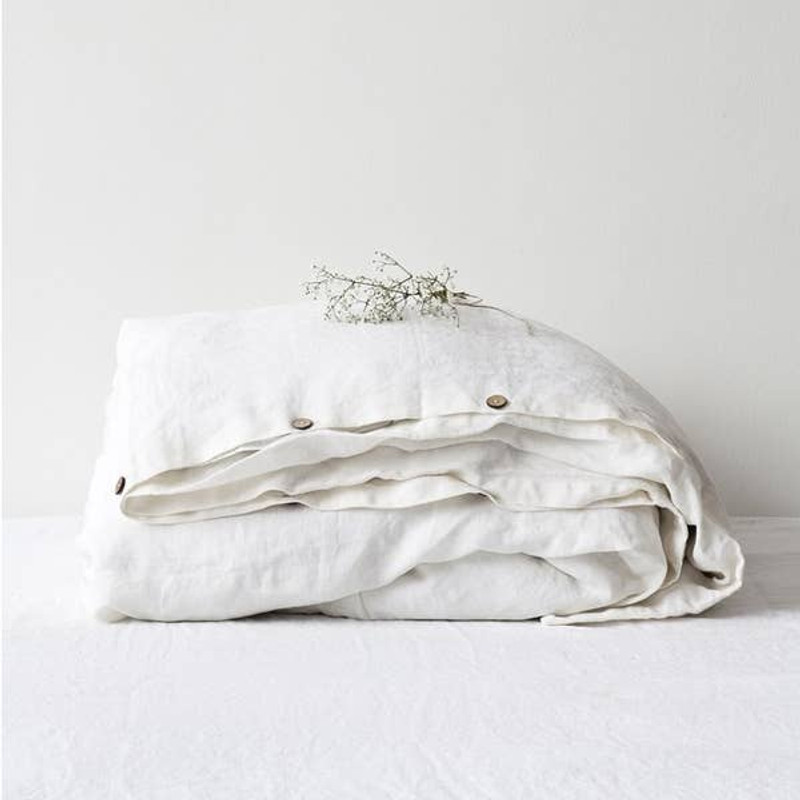 100% Linen King Duvet Cover in White