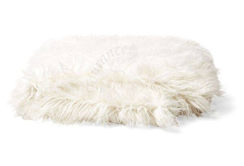 Faux Fur Mongolian Throw Blanket in Ivory