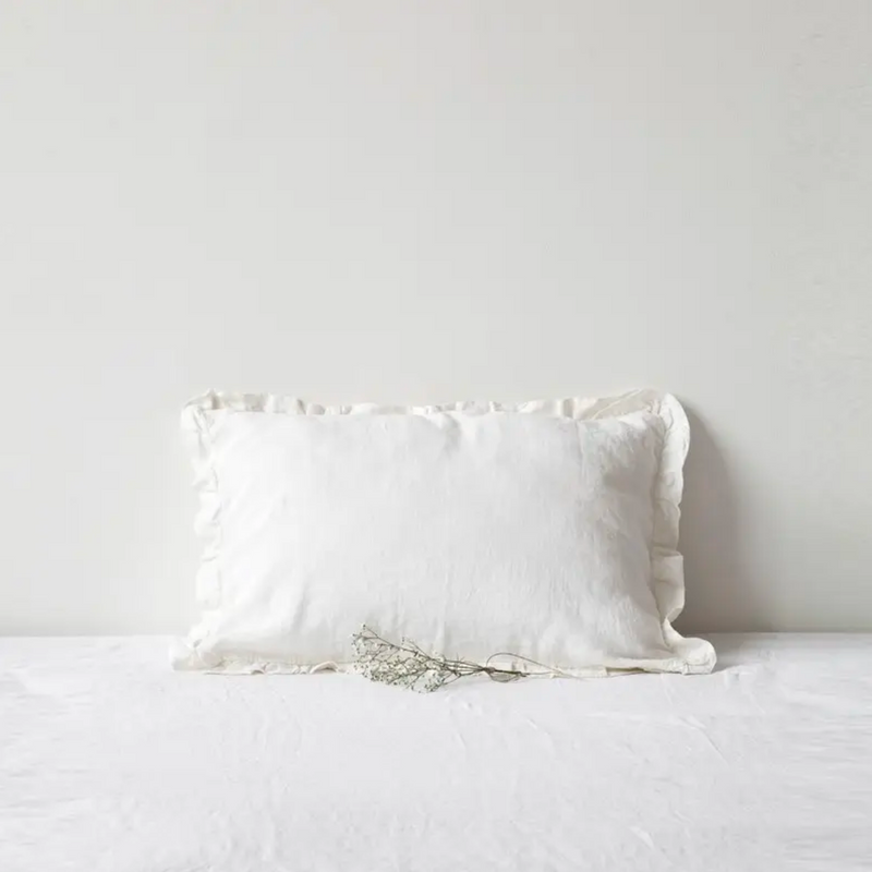 King Size Frilled Pillow Case in White