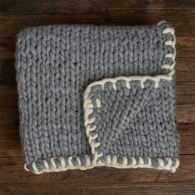 Cottonball Knit Blanket in Denim