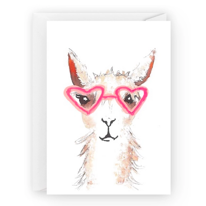 Llama Heart Glasses Card