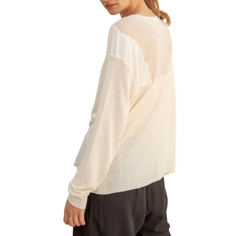 Lightweight Knit Combined Pullover in Cream