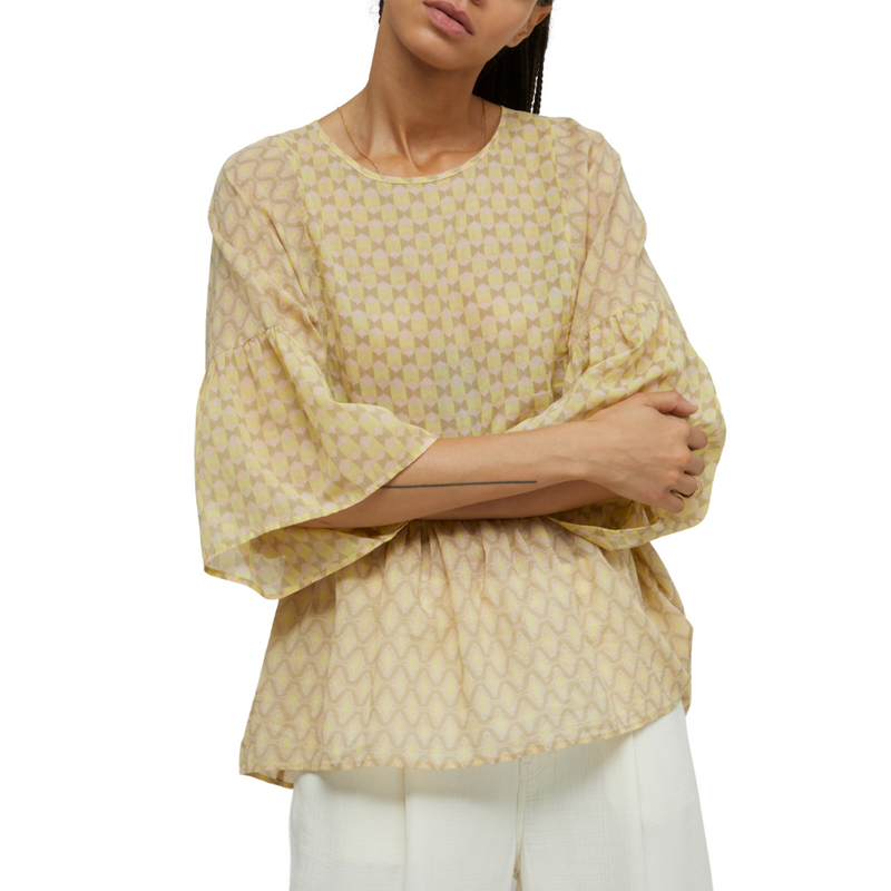 Leni Cotton Voile Blouse in Mustard