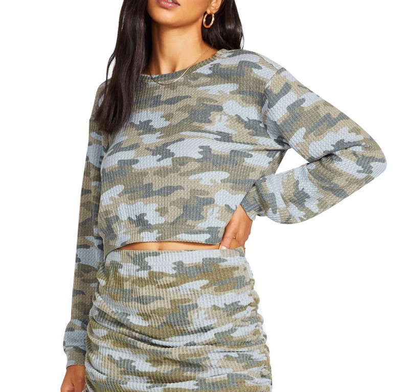 Incognito Soft Waffle Knit Camo Top