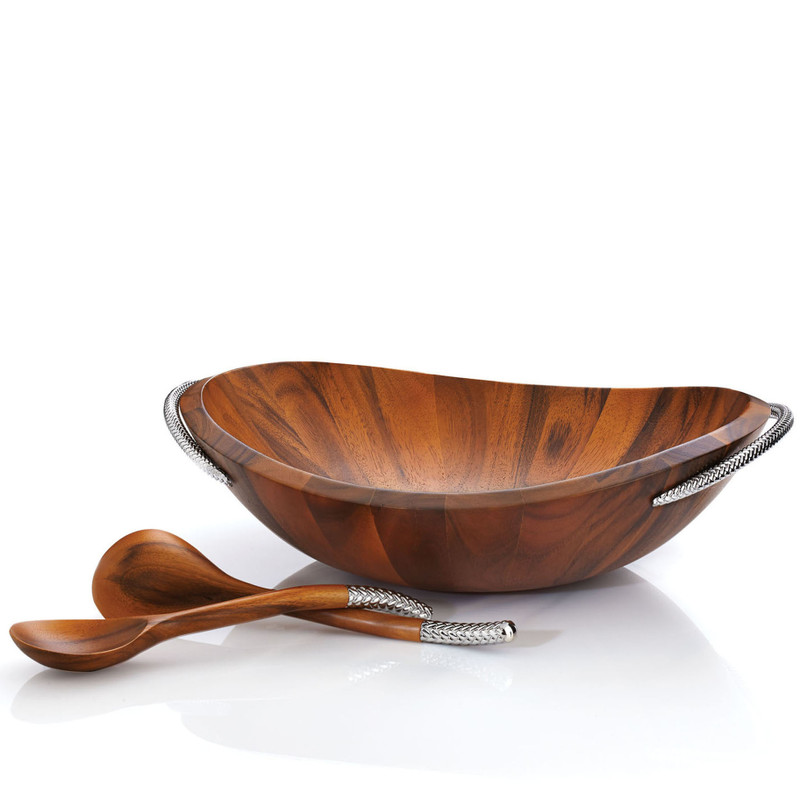 Braided Handle Salad Bowl with Servers