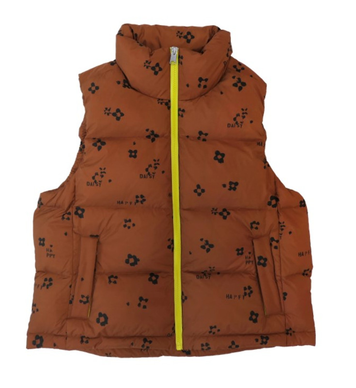 Kerri Rosenthal Happy Daisy Puffy Vest in Brown