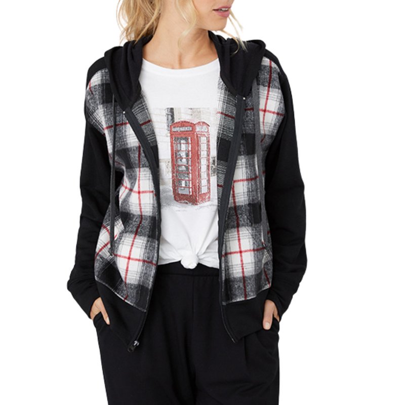 Plaid Zip Up Hoodie