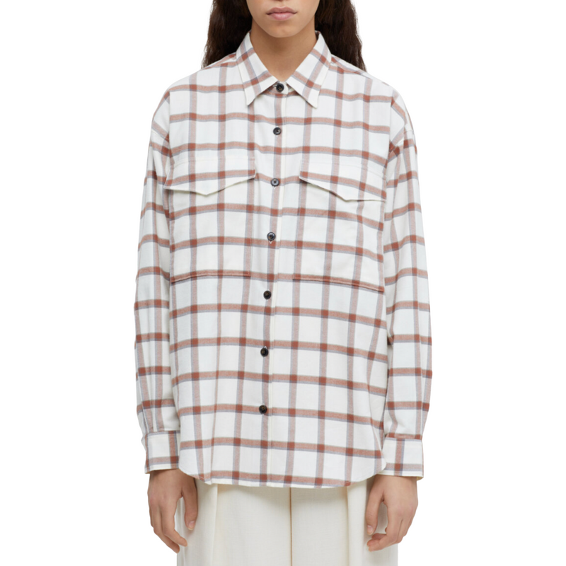 Closed Graphic Check Blouse