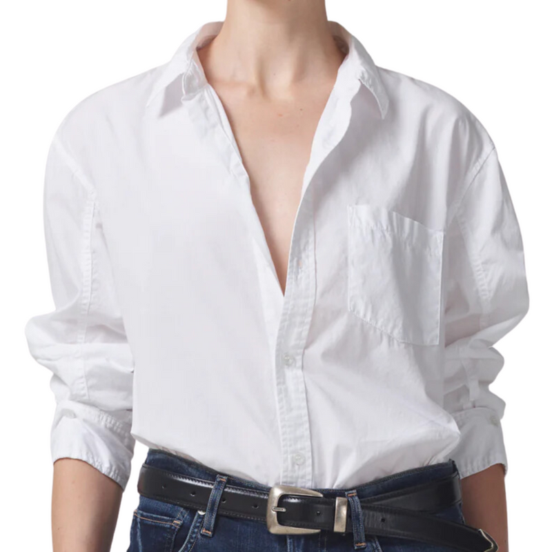 Kayla Shrunken Shirt in Optic White