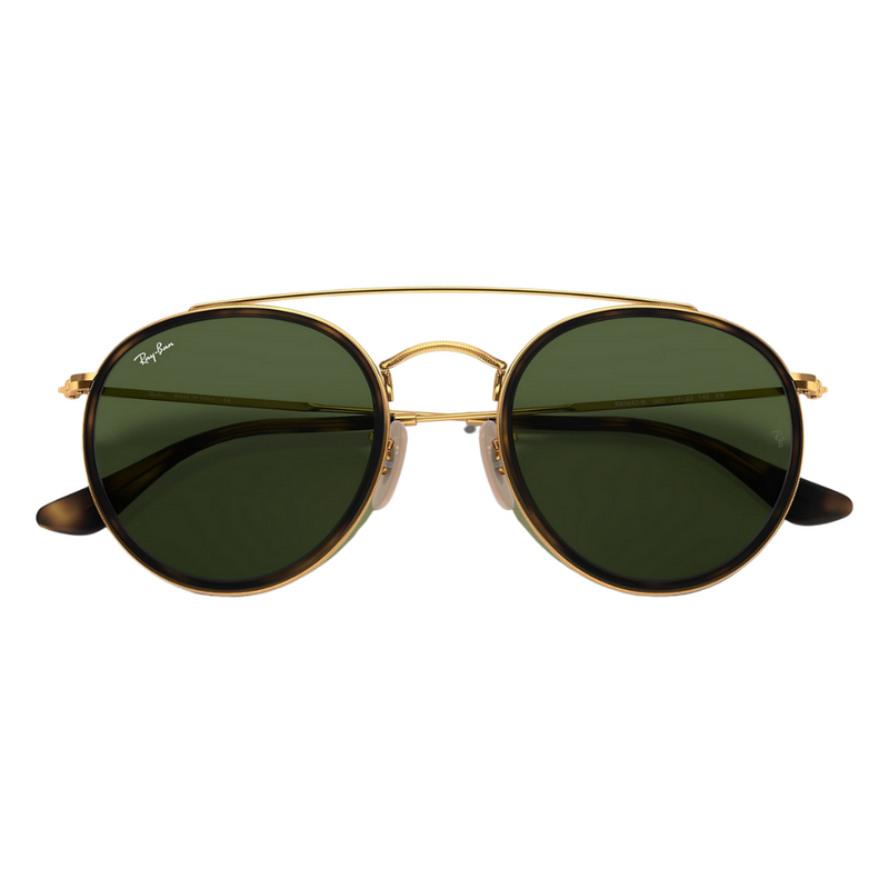 Round Double Bridge Sunglasses in Green (RB3647)