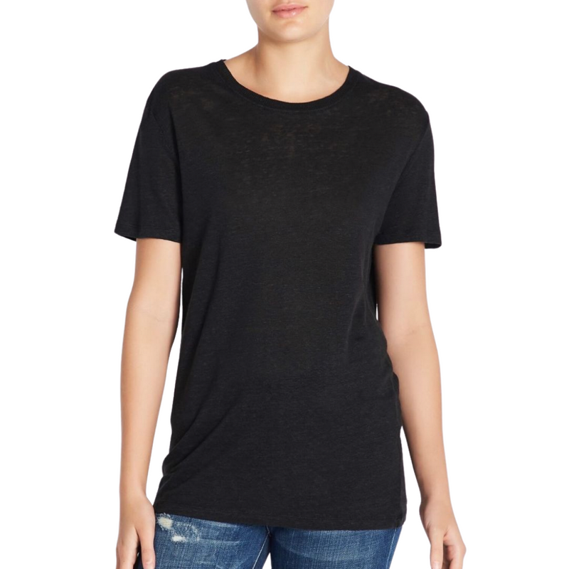 Luciana Linen T-Shirt in Black