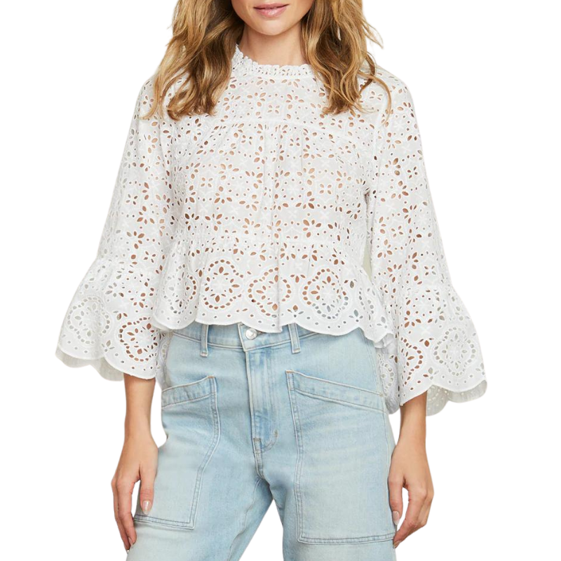 Emmalyn Eyelet Top in White