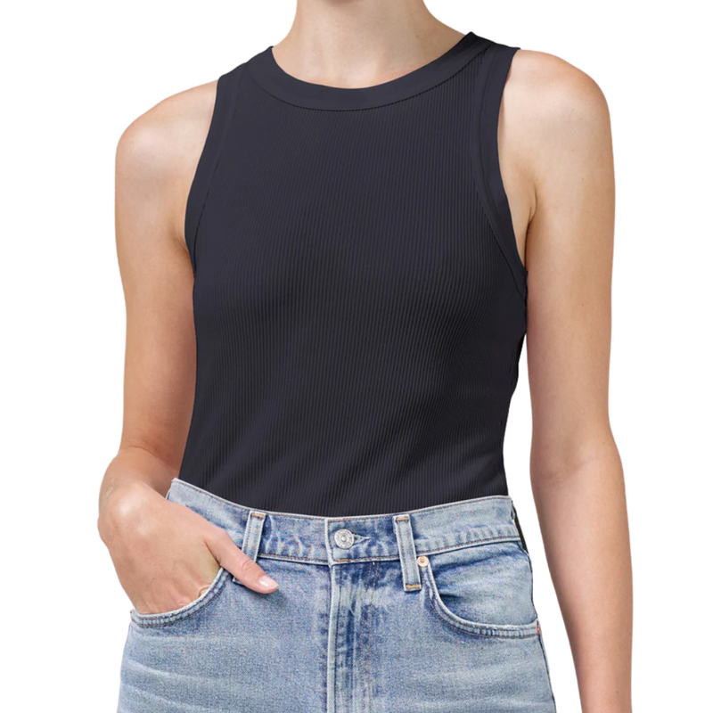 Isabel Rib Tank in Charcoal 