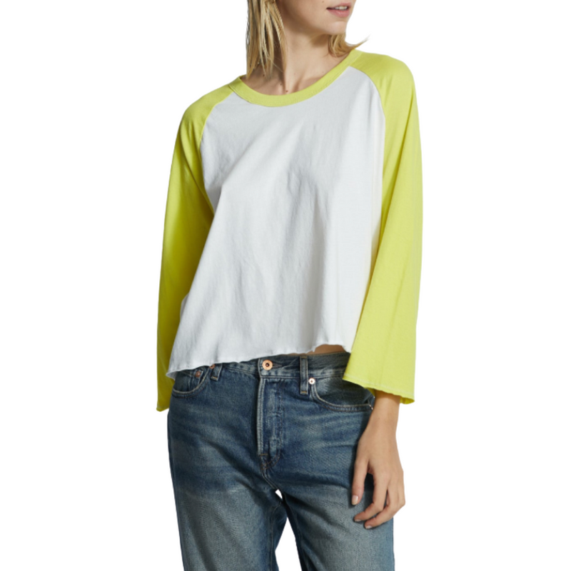 Sawyer Tee in White / Chartreuse